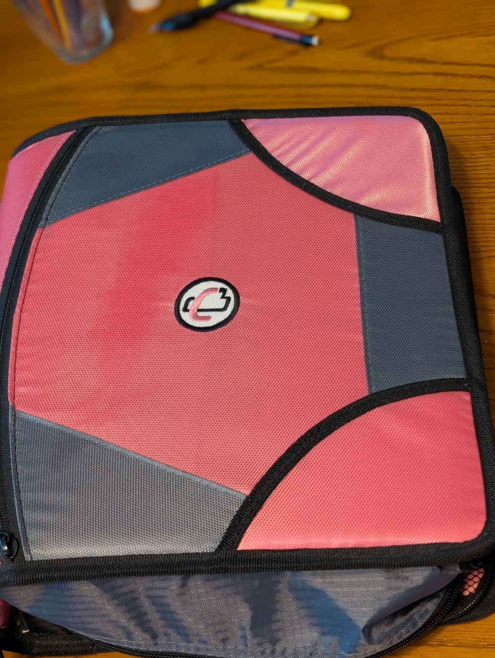 Case It Binder Bag Pink and Gray Logoed Tech Organizer.